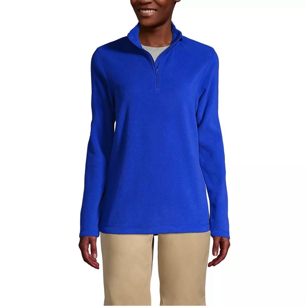Lands' End Royal Blue Lightweight Fleece Quarter Zip Pullover